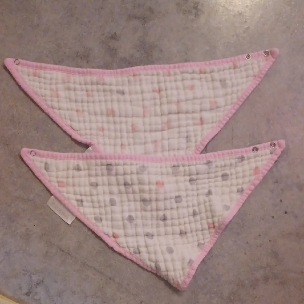 Pink and White Kids Bandana Bib Set